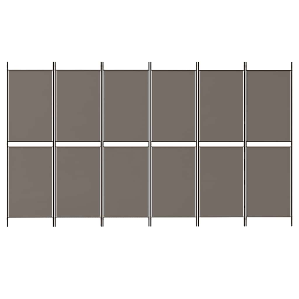 6-tlg. Paravent Anthrazit 300x180 cm Stoff
