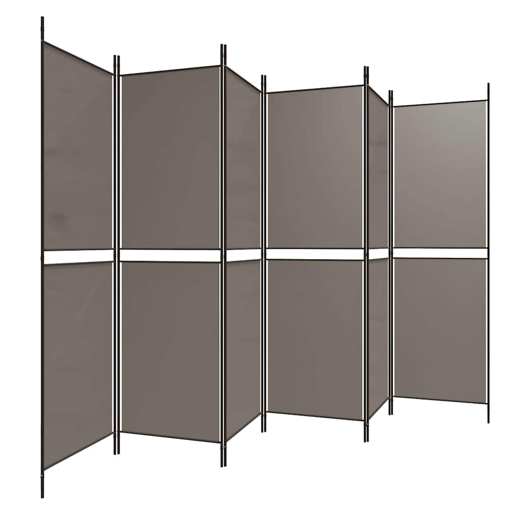 6-tlg. Paravent Anthrazit 300x180 cm Stoff