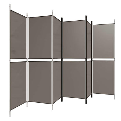 6-tlg. Paravent Anthrazit 300x180 cm Stoff