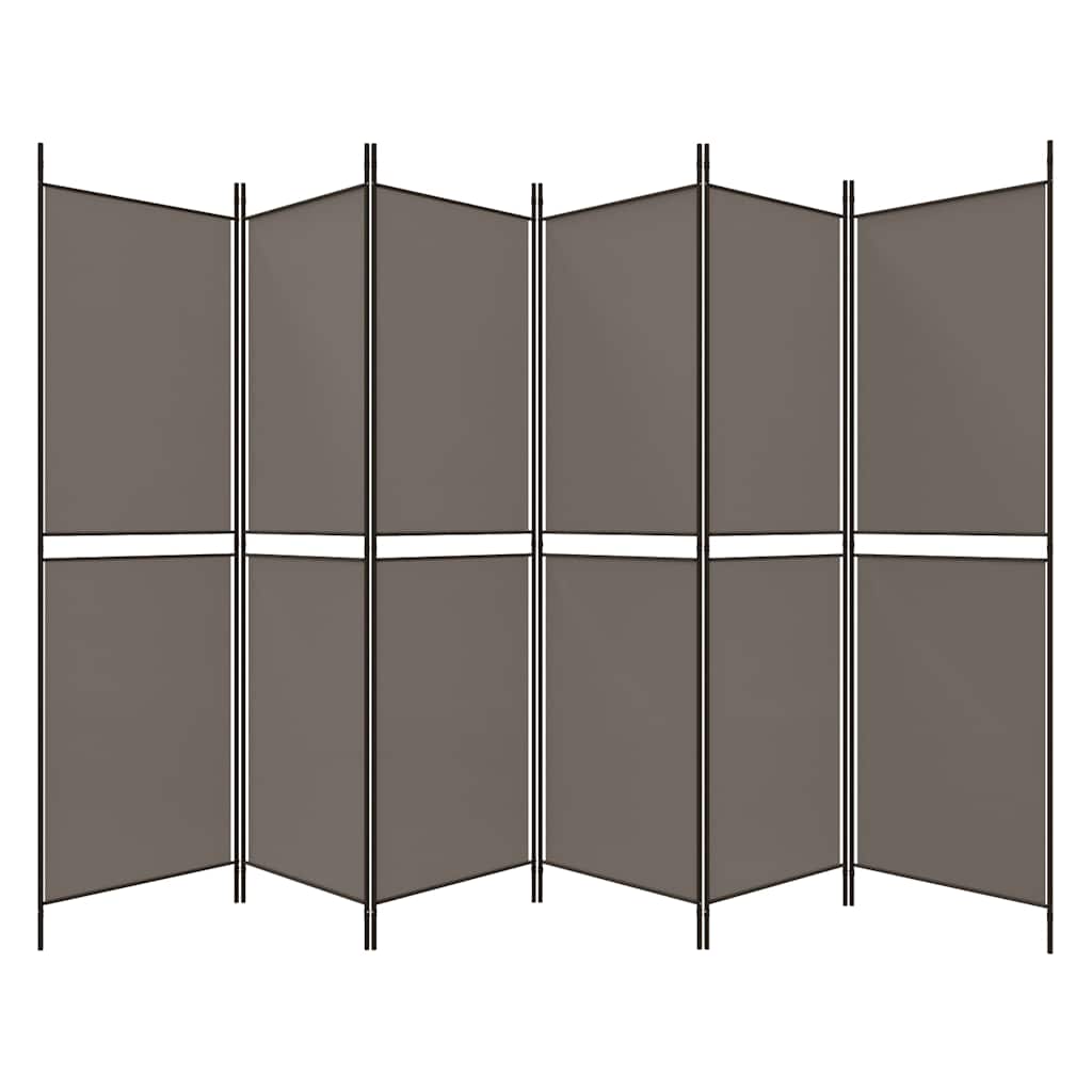6-tlg. Paravent Anthrazit 300x180 cm Stoff