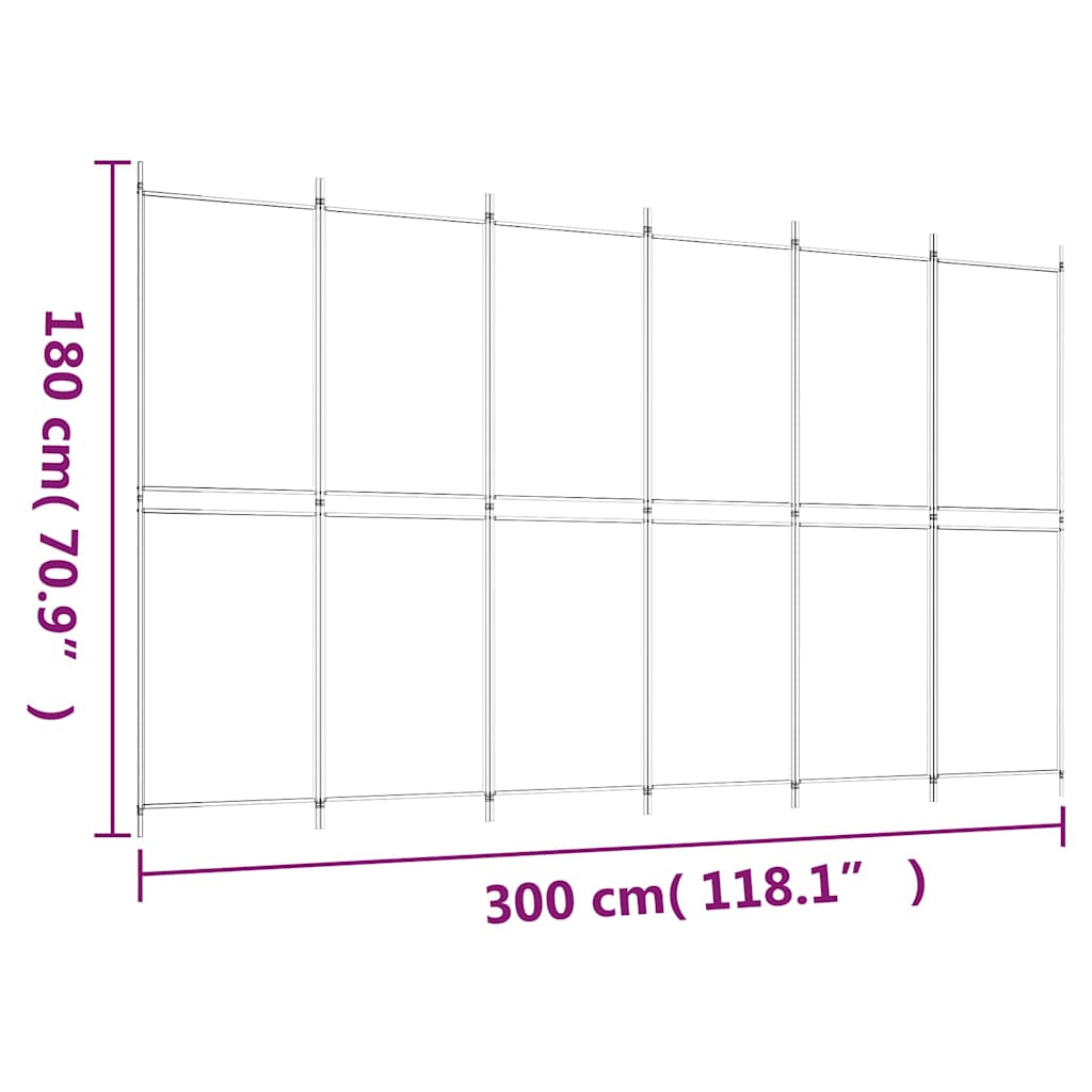 6-tlg. Paravent Anthrazit 300x180 cm Stoff