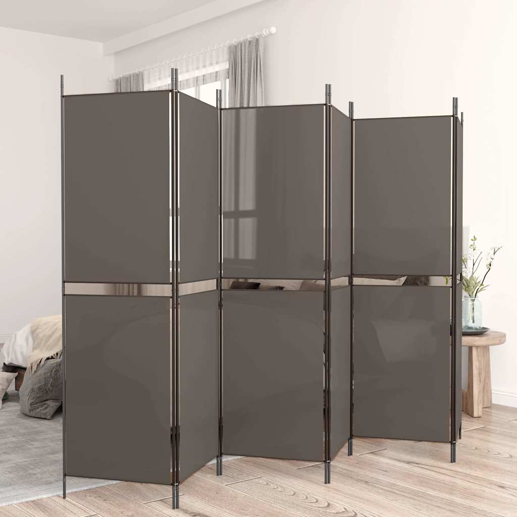 6-tlg. Paravent Anthrazit 300x180 cm Stoff