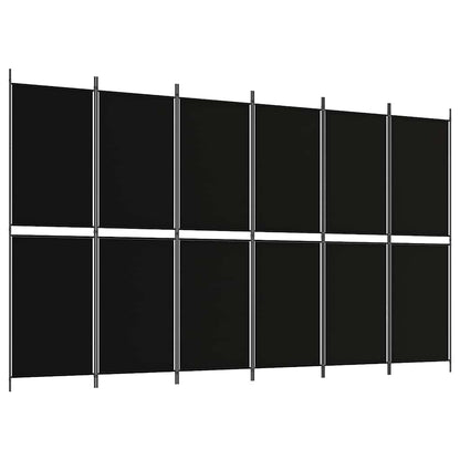 6-tlg. Paravent Schwarz 300x180 cm Stoff
