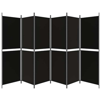 6-tlg. Paravent Schwarz 300x180 cm Stoff