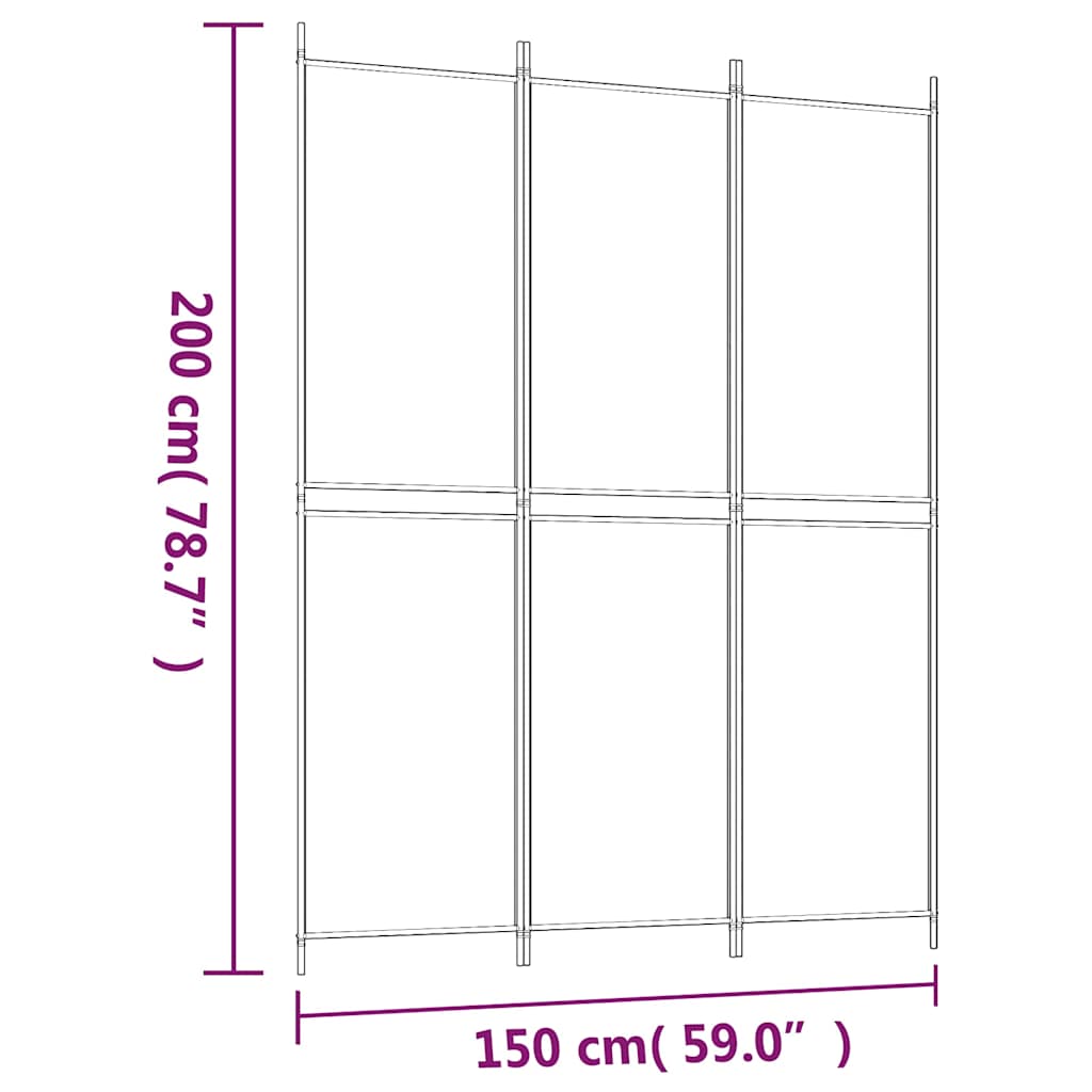 3-tlg. Paravent Anthrazit 150x200 cm Stoff