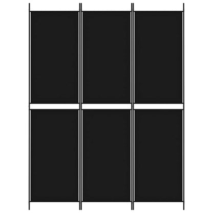 3-tlg. Paravent Schwarz 150x200 cm Stoff