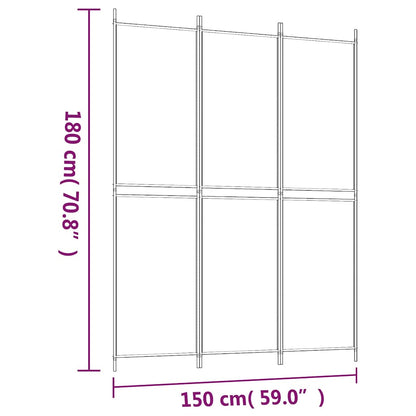 3-tlg. Paravent Schwarz 150x200 cm Stoff