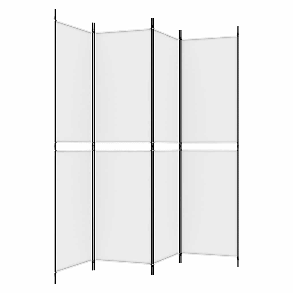4-tlg. Paravent Weiß 200x200 cm Stoff