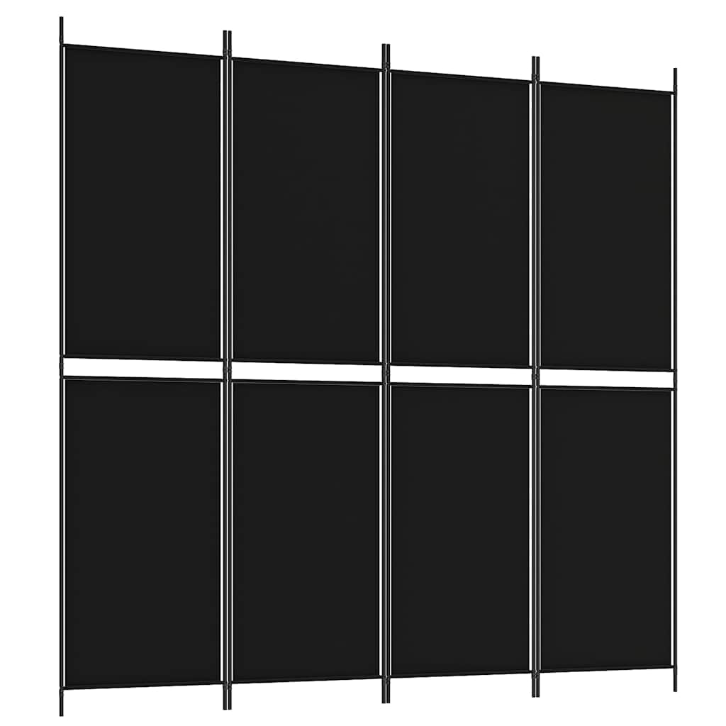 4-tlg. Paravent Schwarz 200x200 cm Stoff