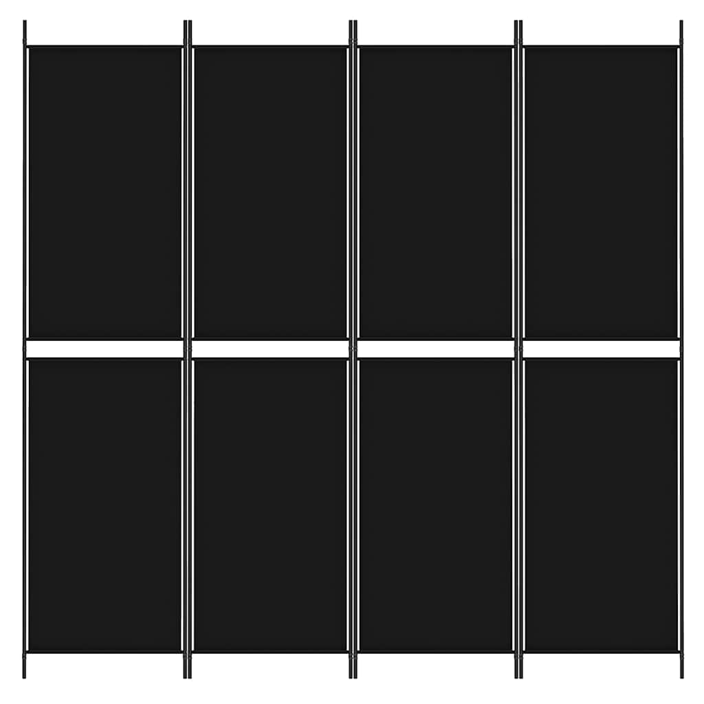 4-tlg. Paravent Schwarz 200x200 cm Stoff