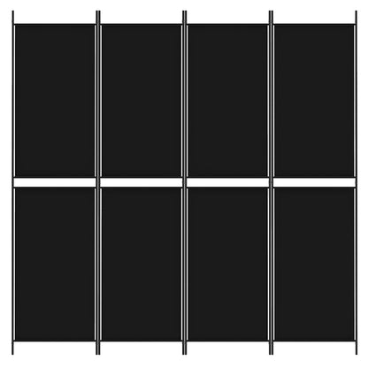 4-tlg. Paravent Schwarz 200x200 cm Stoff