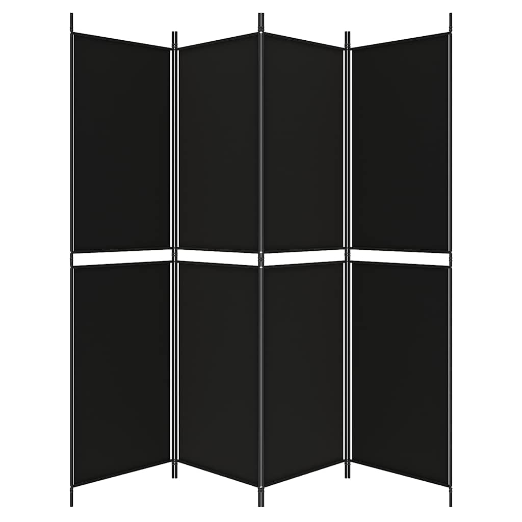 4-tlg. Paravent Schwarz 200x200 cm Stoff