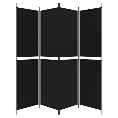 4-tlg. Paravent Schwarz 200x200 cm Stoff