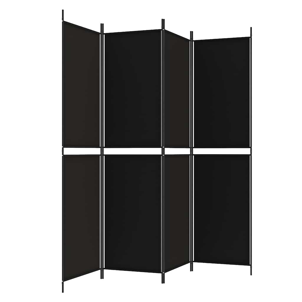 4-tlg. Paravent Schwarz 200x200 cm Stoff