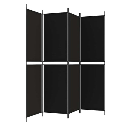 4-tlg. Paravent Schwarz 200x200 cm Stoff