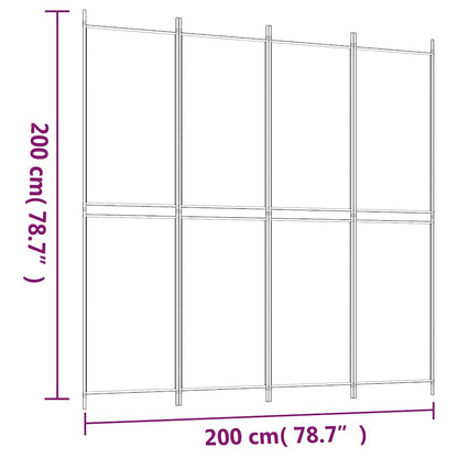 4-tlg. Paravent Schwarz 200x200 cm Stoff
