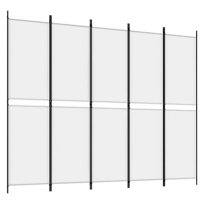 5-tlg. Paravent Weiß 250x200 cm Stoff