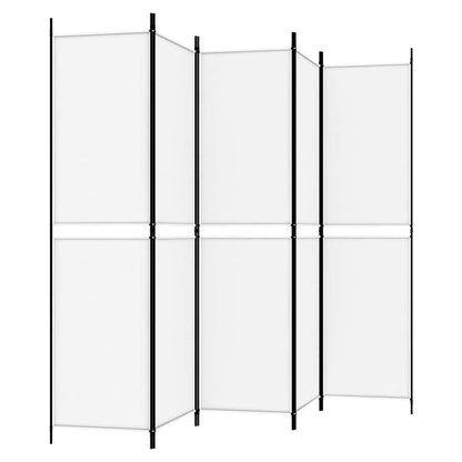5-tlg. Paravent Weiß 250x200 cm Stoff