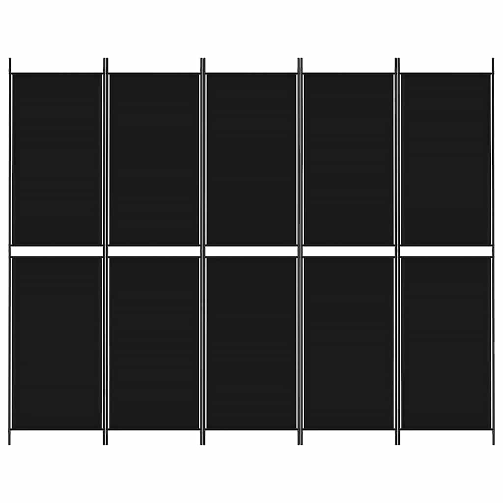 5-tlg. Paravent Schwarz 250x200 cm Stoff