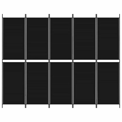 5-tlg. Paravent Schwarz 250x200 cm Stoff