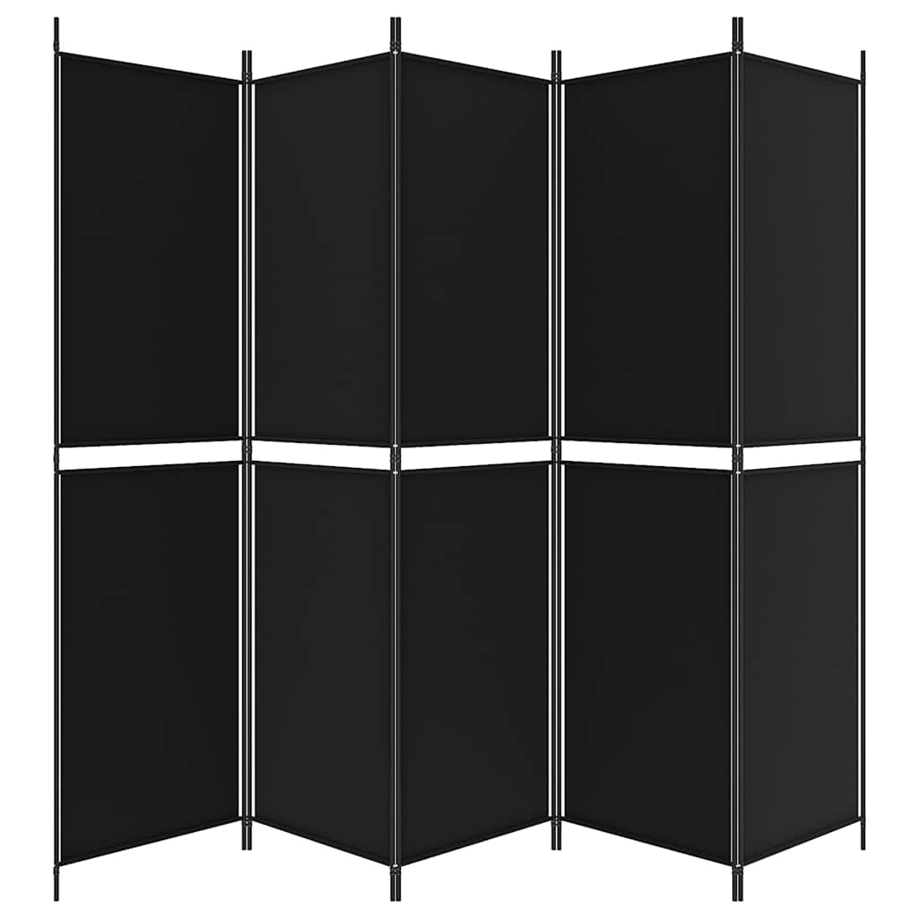 5-tlg. Paravent Schwarz 250x200 cm Stoff