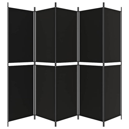 5-tlg. Paravent Schwarz 250x200 cm Stoff