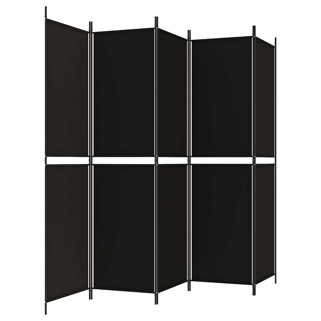 5-tlg. Paravent Schwarz 250x200 cm Stoff