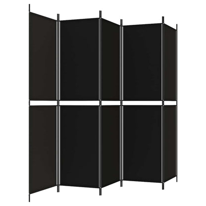 5-tlg. Paravent Schwarz 250x200 cm Stoff
