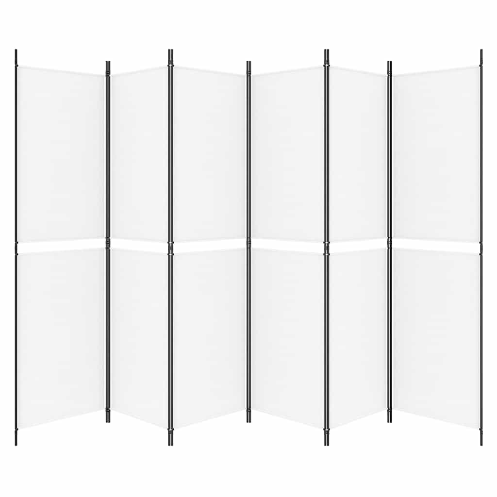 6-tlg. Paravent Weiß 300x200 cm Stoff