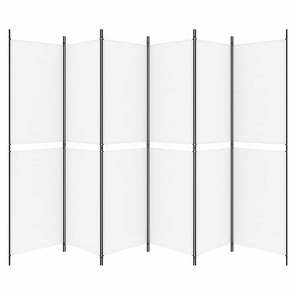 6-tlg. Paravent Weiß 300x200 cm Stoff
