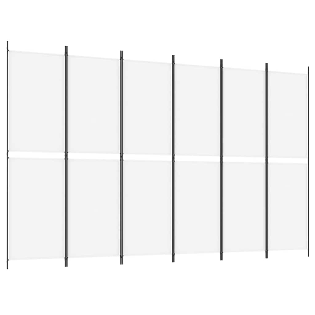 6-tlg. Paravent Weiß 300x200 cm Stoff