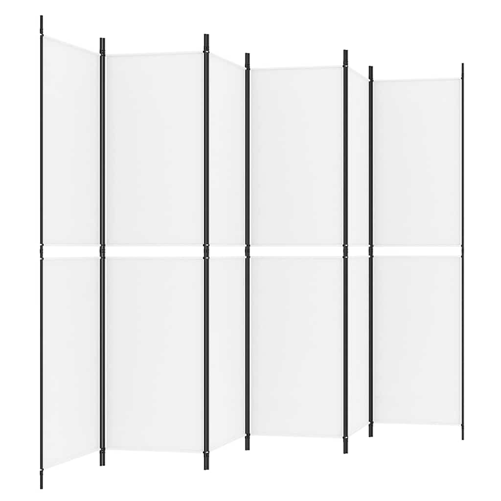 6-tlg. Paravent Weiß 300x200 cm Stoff