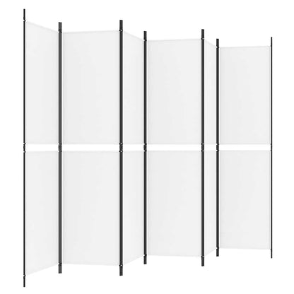 6-tlg. Paravent Weiß 300x200 cm Stoff