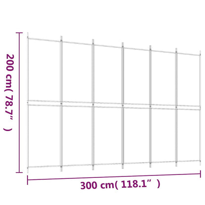 6-tlg. Paravent Weiß 300x200 cm Stoff