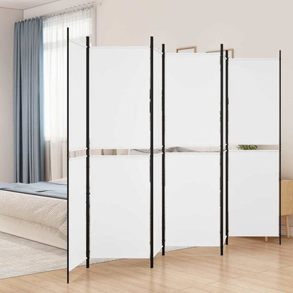 6-tlg. Paravent Weiß 300x200 cm Stoff