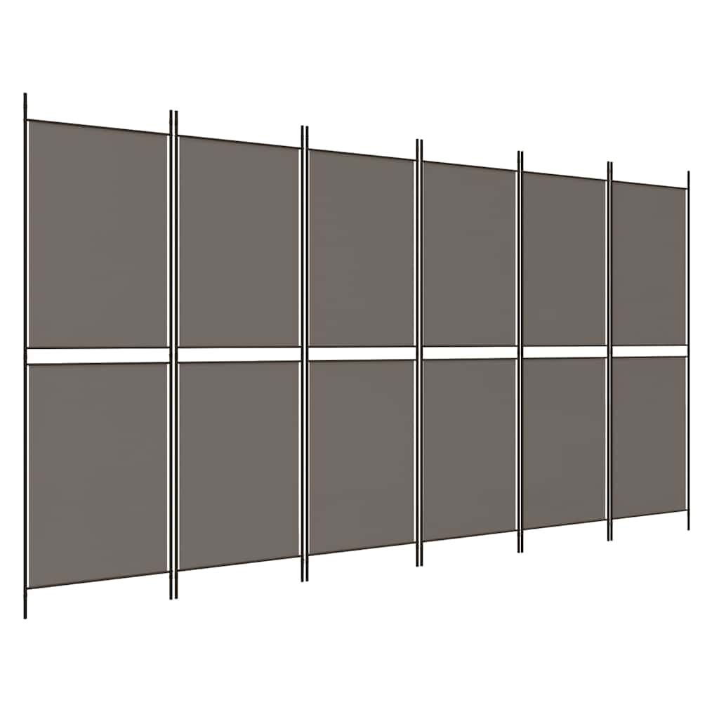 6-tlg. Paravent Anthrazit 300x200 cm Stoff