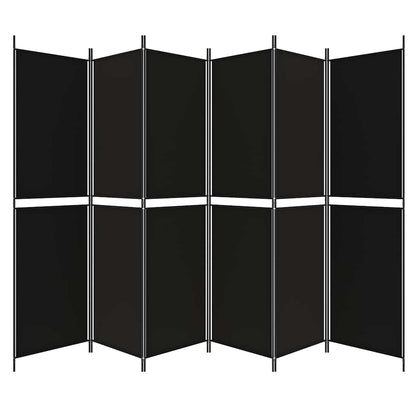 6-tlg. Paravent Schwarz 300x200 cm Stoff