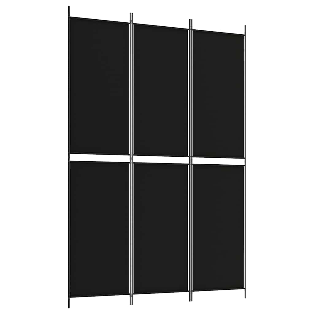 3-tlg. Paravent Schwarz 150x220 cm Stoff