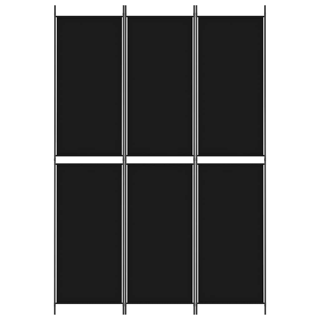 3-tlg. Paravent Schwarz 150x220 cm Stoff