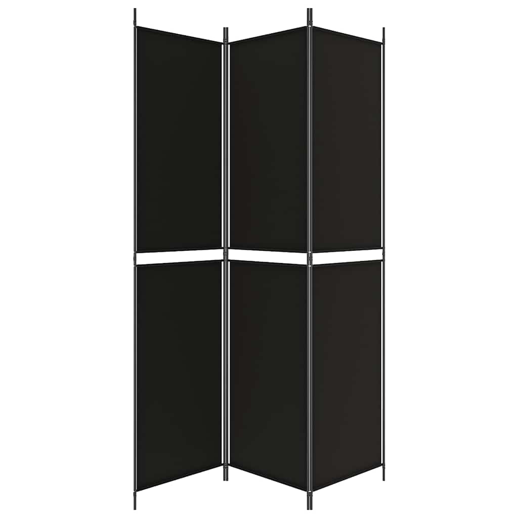 3-tlg. Paravent Schwarz 150x220 cm Stoff