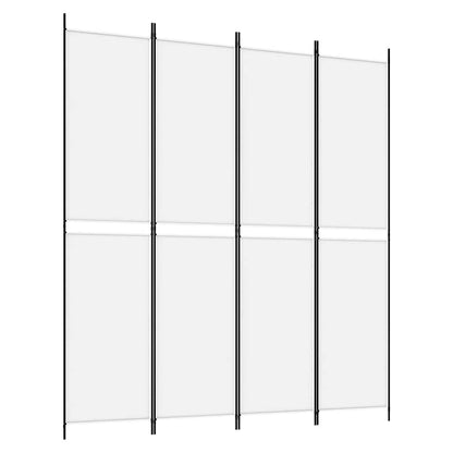 4-tlg. Paravent Weiß 200x220 cm Stoff