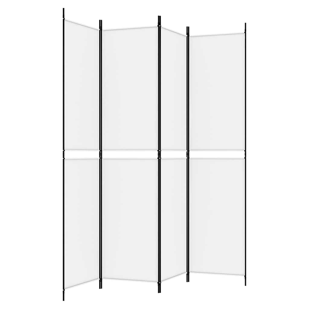 4-tlg. Paravent Weiß 200x220 cm Stoff