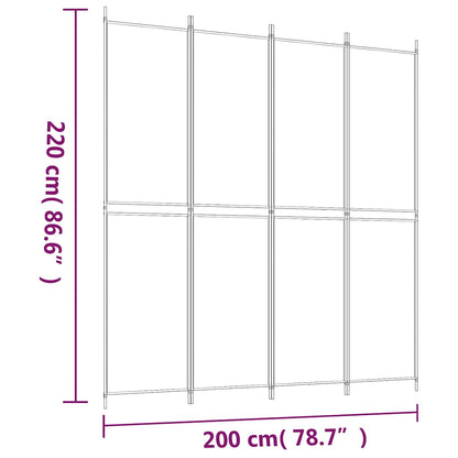 4-tlg. Paravent Anthrazit 200x220 cm Stoff