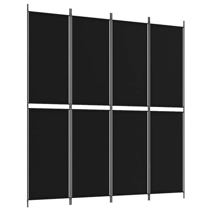 4-tlg. Paravent Schwarz 200x220 cm Stoff