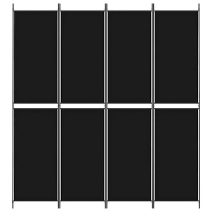 4-tlg. Paravent Schwarz 200x220 cm Stoff