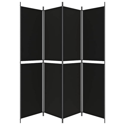 4-tlg. Paravent Schwarz 200x220 cm Stoff