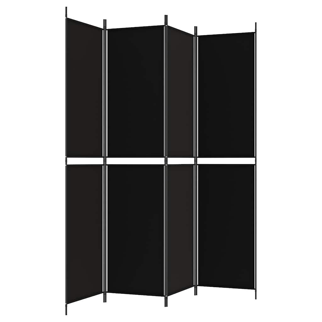 4-tlg. Paravent Schwarz 200x220 cm Stoff