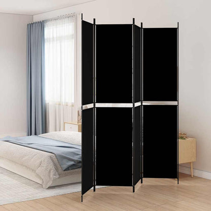 4-tlg. Paravent Schwarz 200x220 cm Stoff