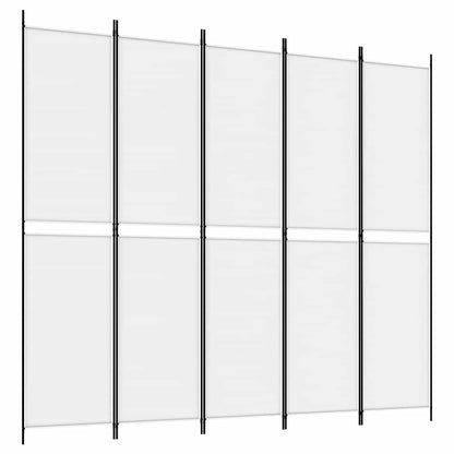 5-tlg. Paravent Weiß 250x220 cm Stoff