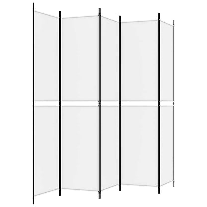 5-tlg. Paravent Weiß 250x220 cm Stoff
